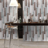Light Blue and Brown Wallpaper for Wood Paneling for Living Spaces